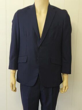 custom suit 38S men's navy wool Holland & Sherry 2 pc